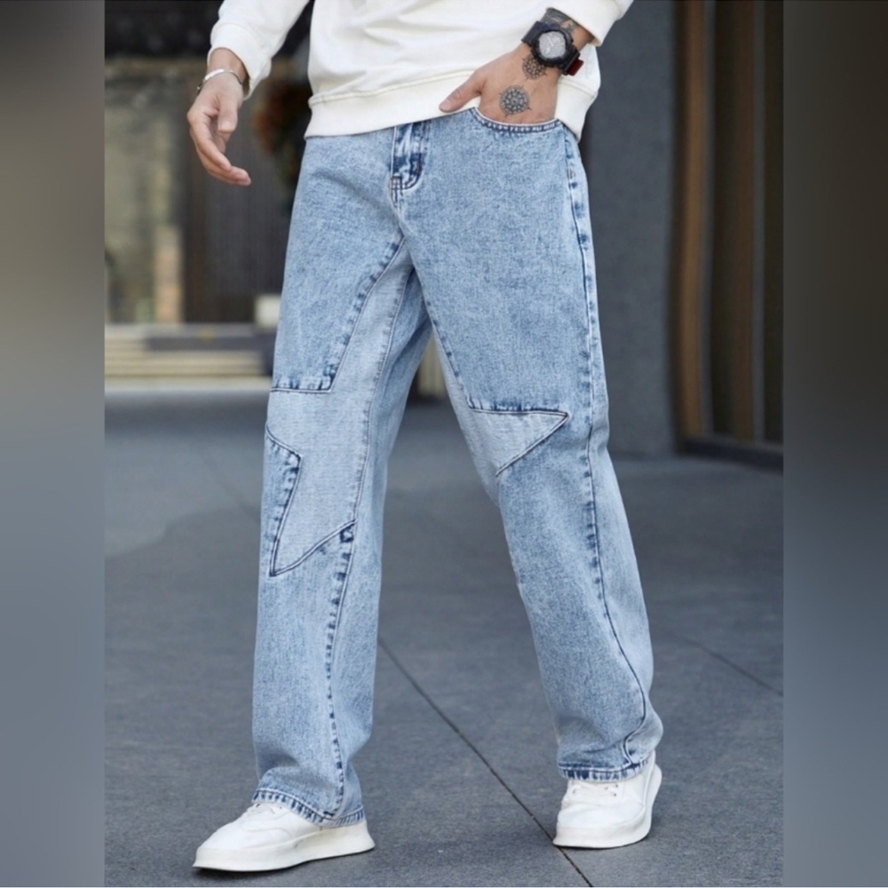 SHEIN Light Blue Relaxed Men Jeans